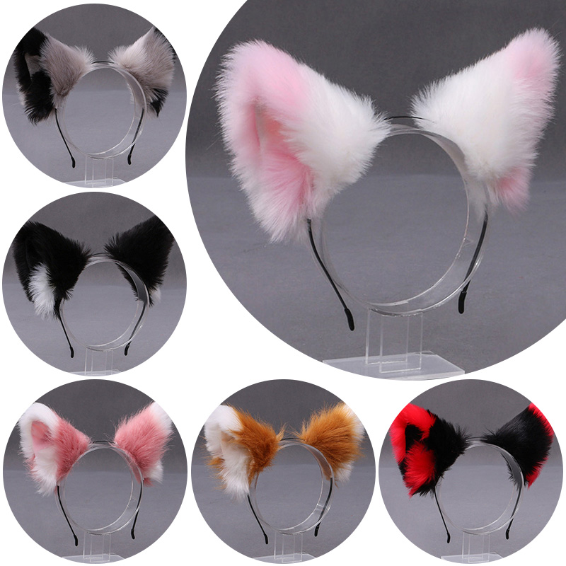 Women Accessories Aesthetic - 푹신한 여우 고양이 귀 플러시 머리띠