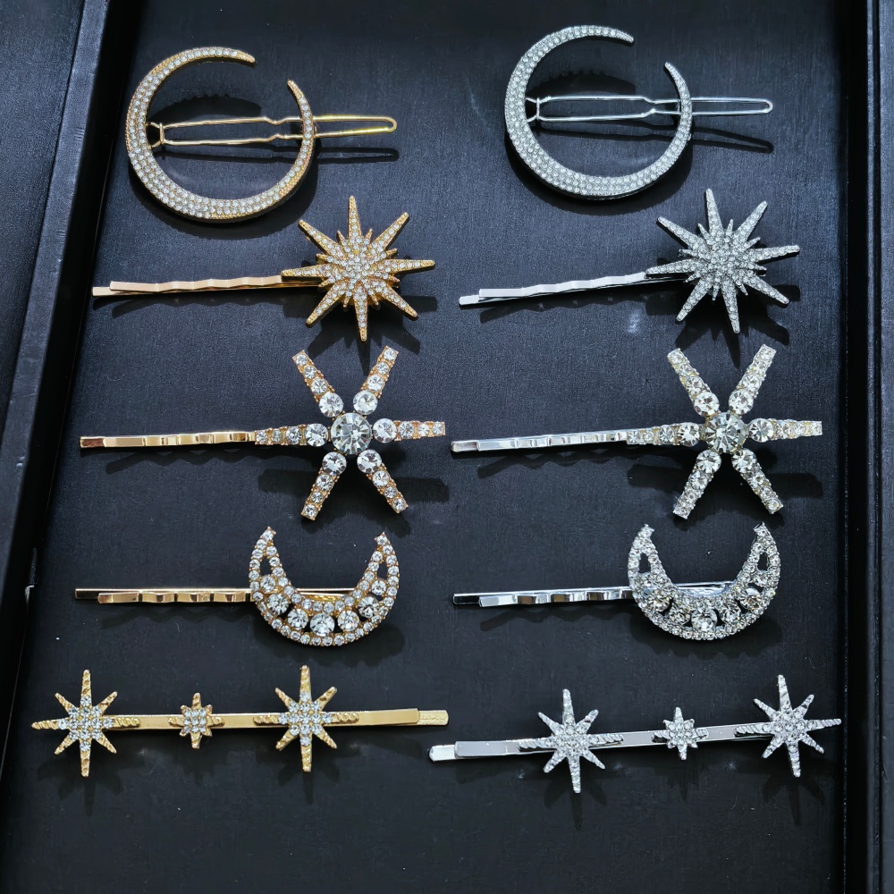 Women Accessories Aesthetic - 3/4개 세트 크리스탈 스타 헤어핀 여성용
