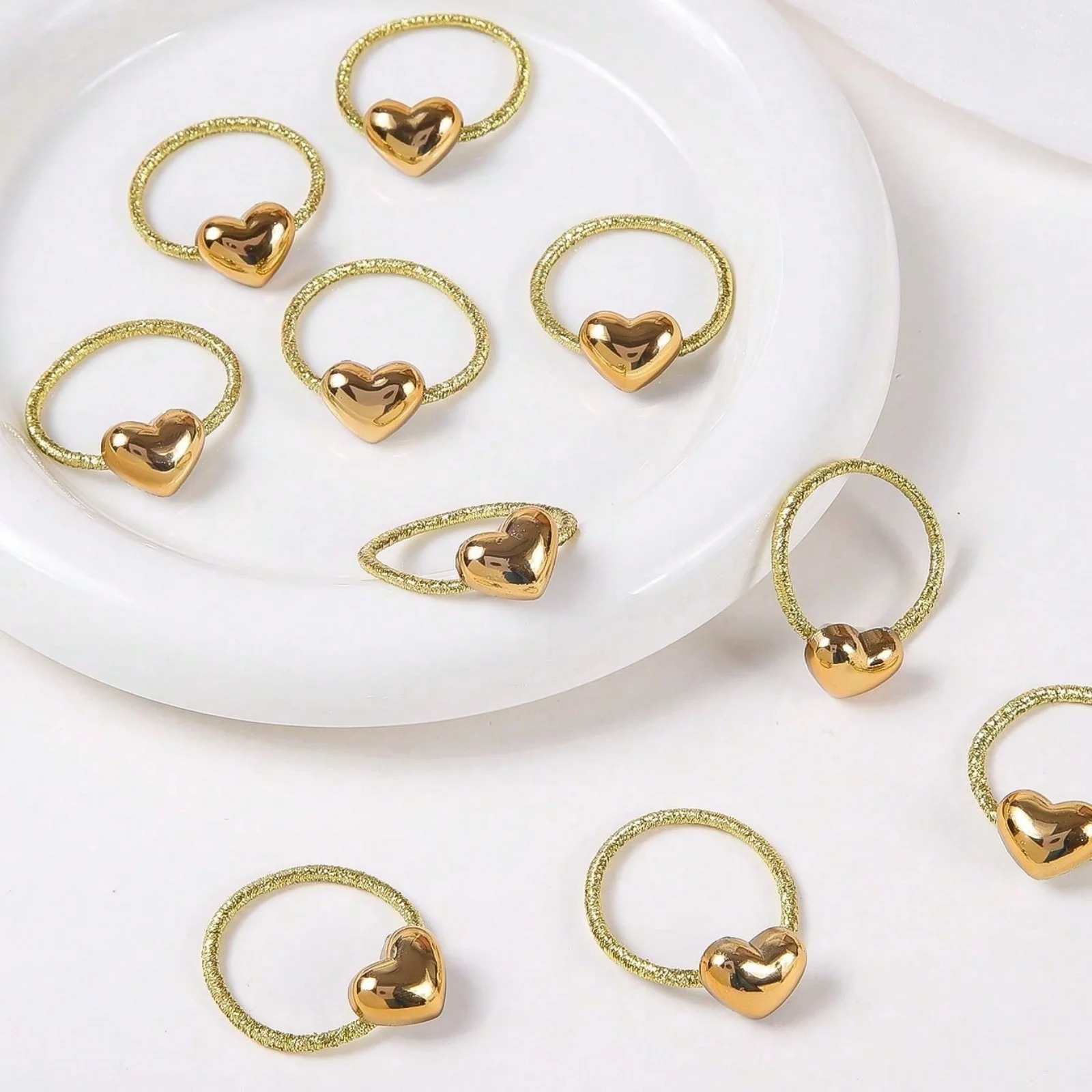 10개 골드 하트 헤어 링 세트 반짝이는 땋은 머리 장 - Wrap Ring Gold 리뷰 및 가격