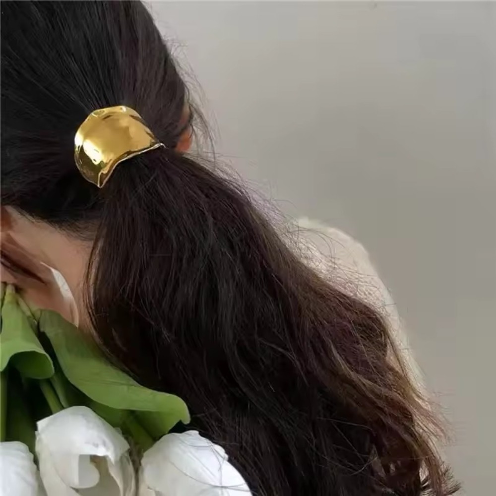 여성용 심플 골드/실버 불규칙 금속 탄성 포니테일 홀더 - Wrap Ring Gold 리뷰 및 가격
