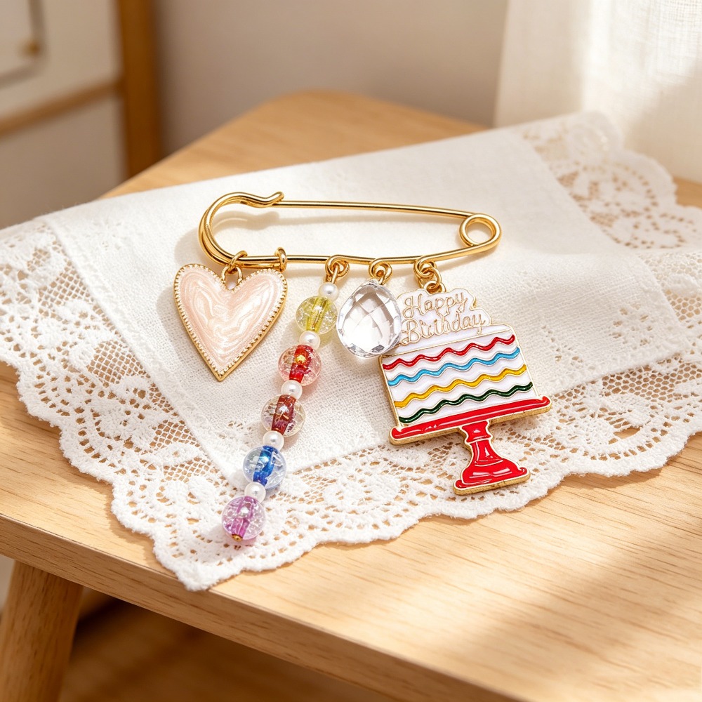 Y2K 스타일 생일 케이크 펜던트 안전핀 브로치 귀여운 - Women'S Kilt Accessories 리뷰 및 가격