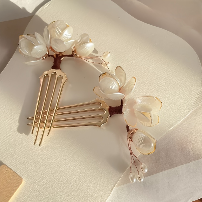 중국 스타일 쉘 목련꽃 헤어 빗 진주 태슬 장식 빈티지 - Women Accessories Aesthetic 리뷰 및 가격